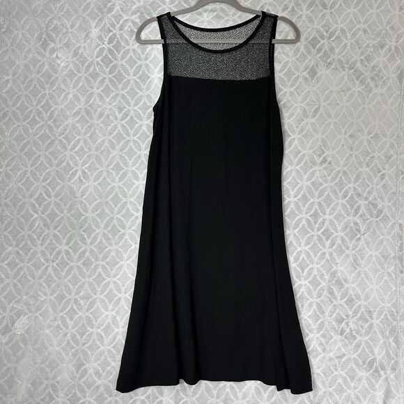 Eileen Fisher Silk Shift Dress Medium Black Minimal Timeless Sophisticated Sleek - Picture 1 of 11